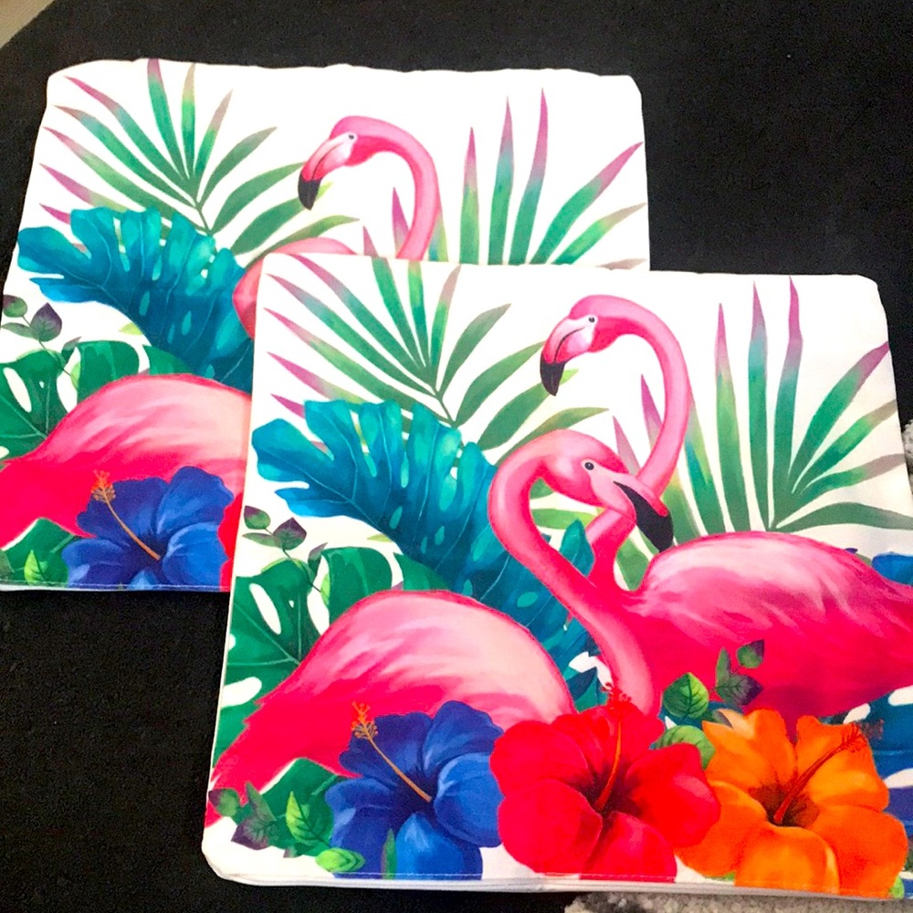 Flamingo Tropical Themed Cushion Covers - Set of 2